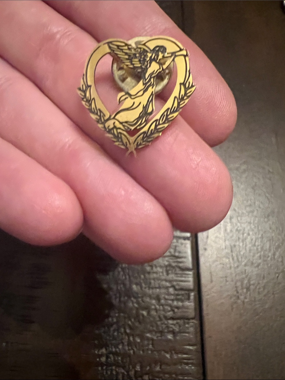 Gold Angel Heart Lapel Pin - Women Jewelry